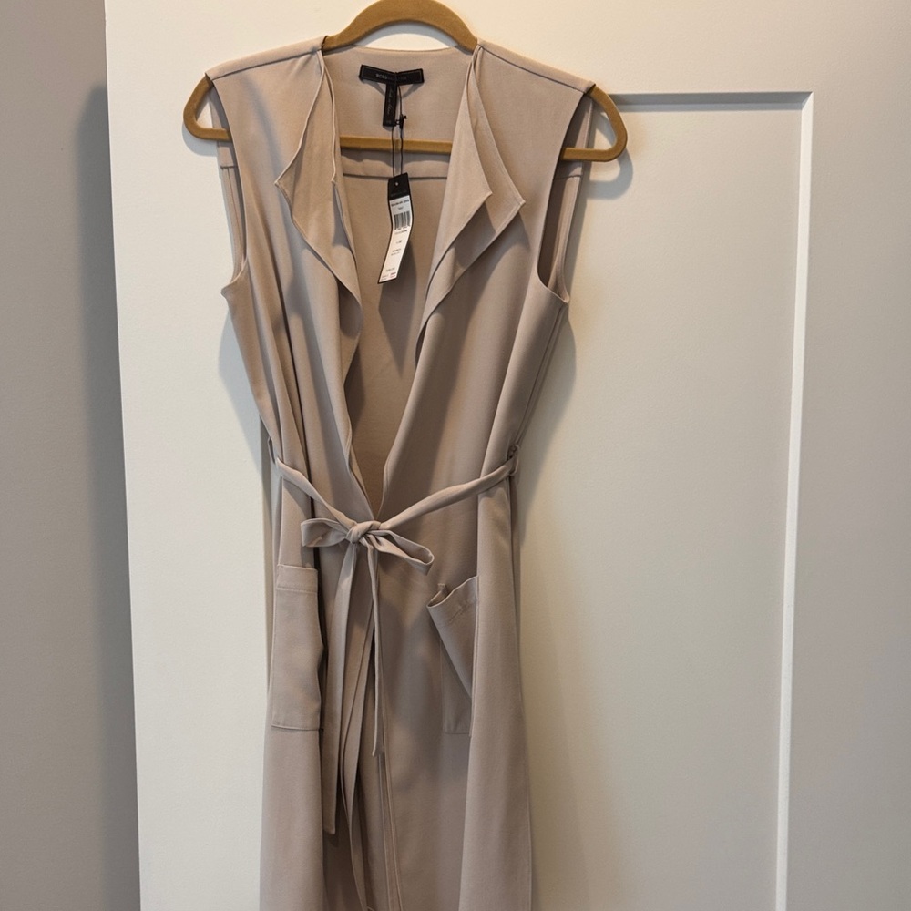 Sleeveless Beige Vest with Belt